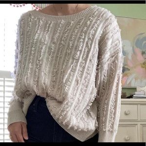 Fringed lightweight baggy sweater
